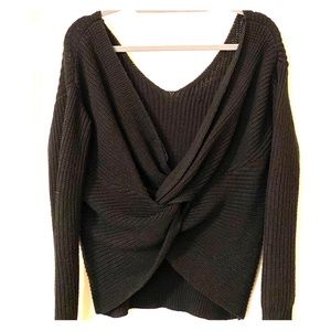 Tie Back Black Knit Sweater